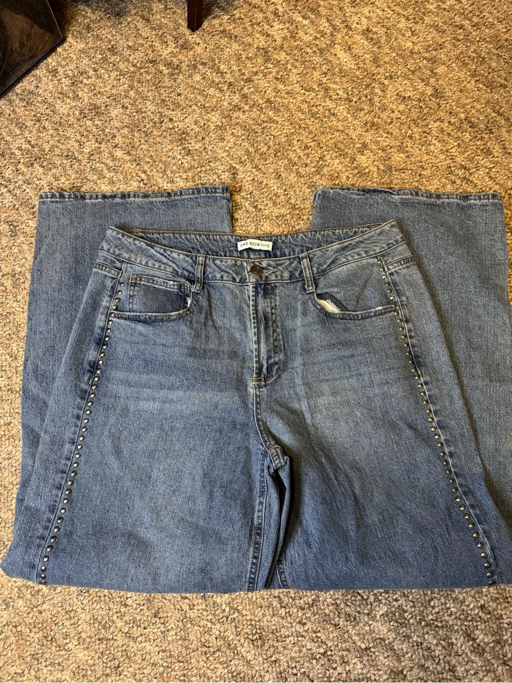 And Now This embellished men’s wide leg jeans
